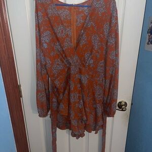 Amazon Orange and Blue Floral Jumpsuit